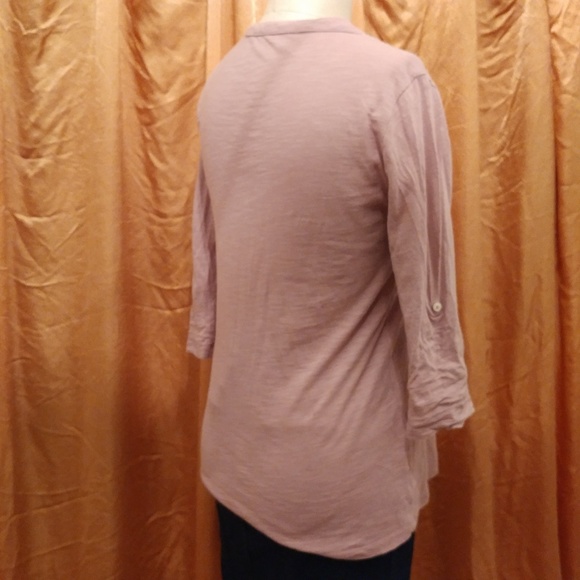 LOFT Deep V-Neck Roll Sleeve T-Shirt XS - Picture 3 of 11